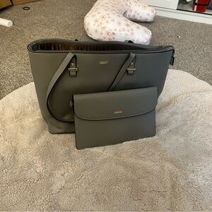 Chic Gray Tote and Clutch Set